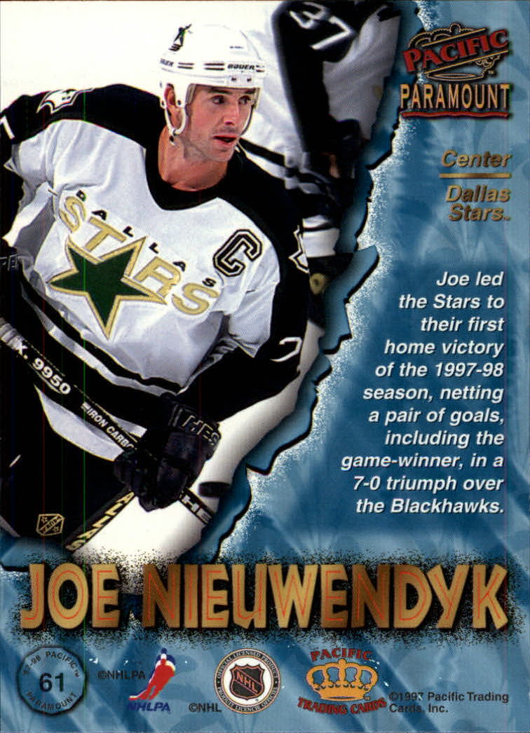 1997-98 Paramount #61 Joe Nieuwendyk back image
