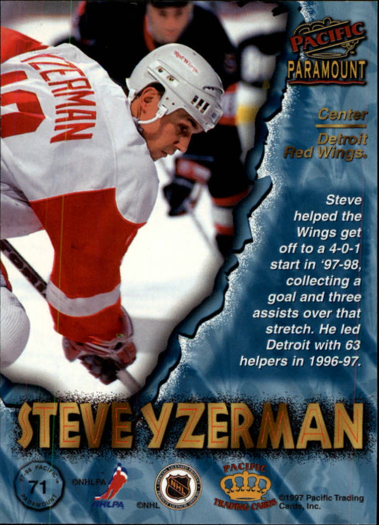 1997-98 Paramount #71 Steve Yzerman back image
