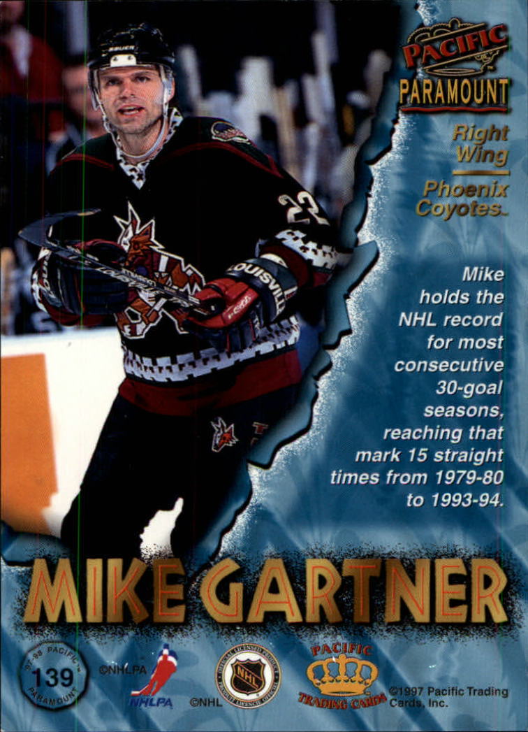 1997-98 Paramount #139 Mike Gartner back image