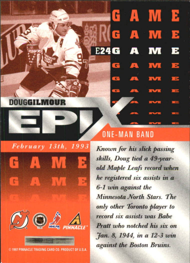 1997-98 Pinnacle Epix Game Orange #24 Doug Gilmour back image