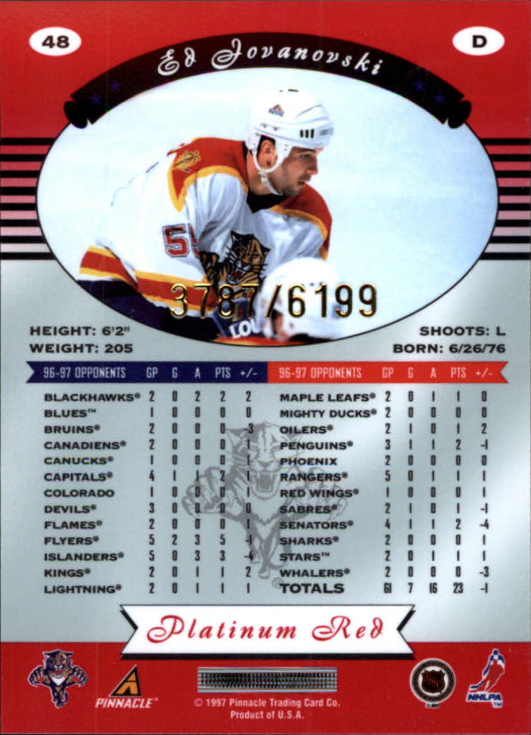 1997-98 Pinnacle Totally Certified Platinum Red #48 Ed Jovanovski back image