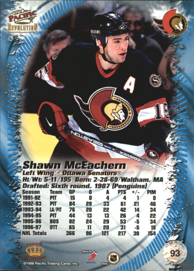 1997-98 Revolution Copper #93 Shawn McEachern back image