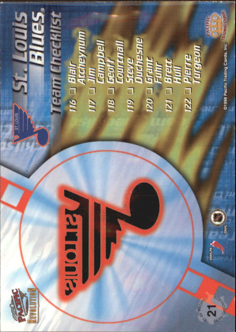 1997-98 Revolution Team Checklist Laser Cuts #21 Brett Hull back image