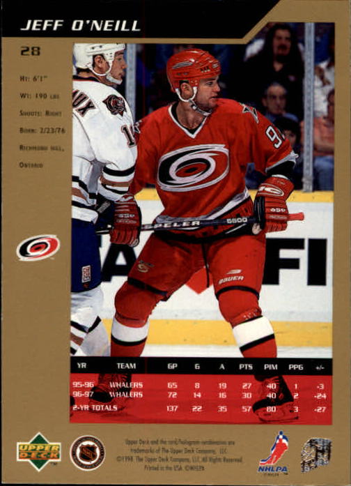 1997-98 SP Authentic #28 Jeff O'Neill back image