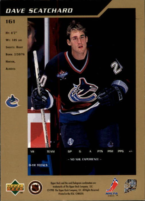 1997-98 SP Authentic #161 Dave Scatchard RC back image