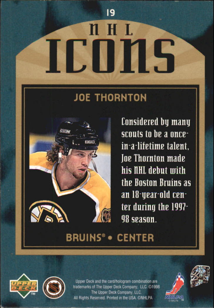 1997-98 SP Authentic Icons #I9 Joe Thornton back image