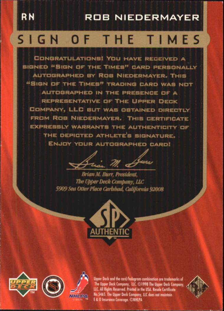 1997-98 SP AUTHENTIC SIGN OF THE TIMES HOCKEY AUTO ASSORTED SINGLES U-PICK - Picture 20 of 28