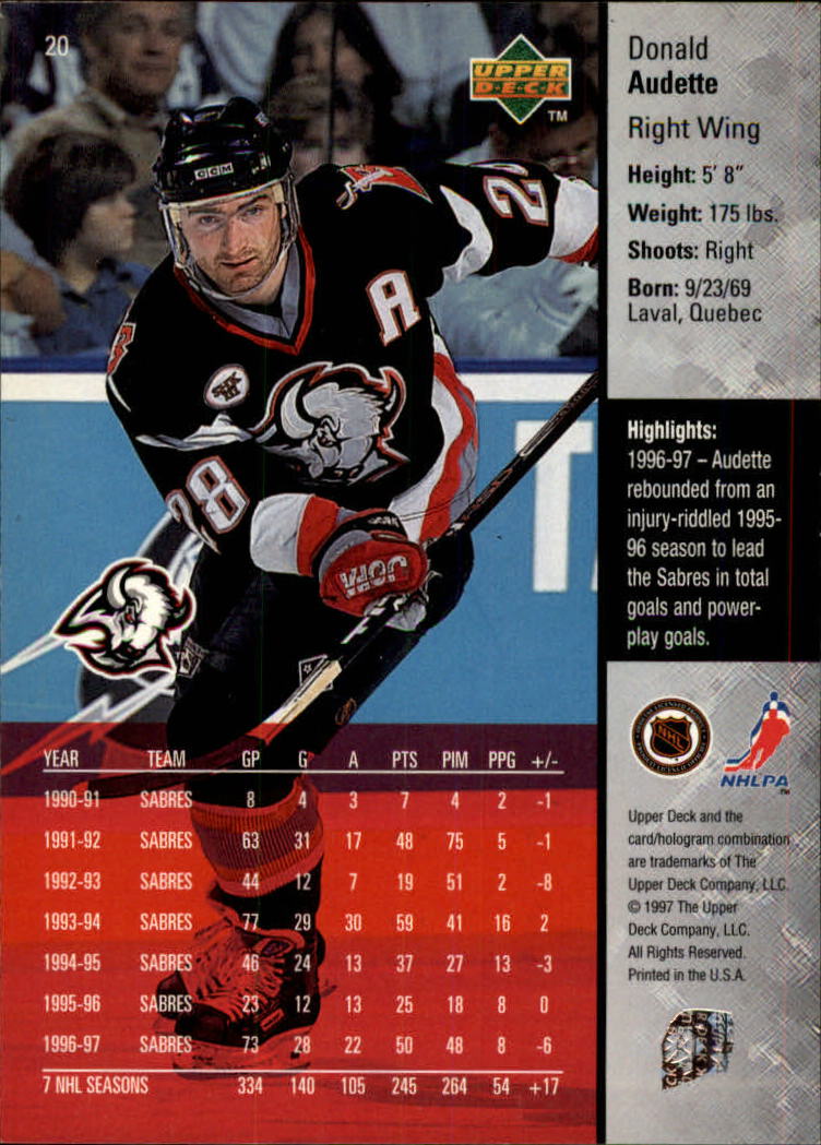 1997-98 Upper Deck #20 Donald Audette - NM-MT