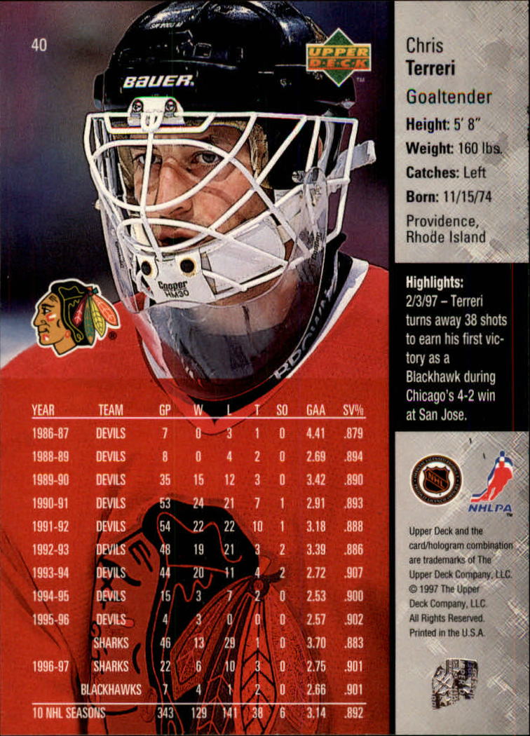 1997-98 Upper Deck #40 Chris Terreri back image