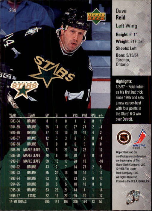 1997-98 Upper Deck Stars хоккейная карточка #264 Dave Reid e