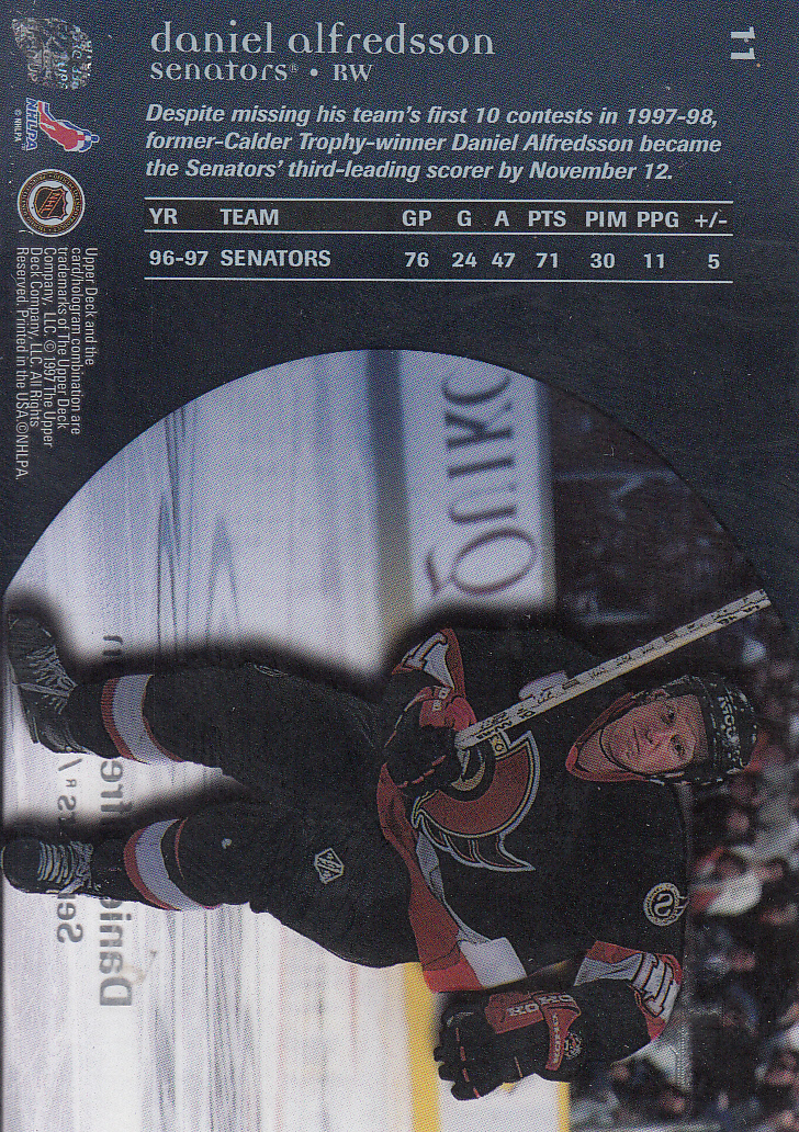 1997-98 Upper Deck Ice #11 Daniel Alfredsson back image