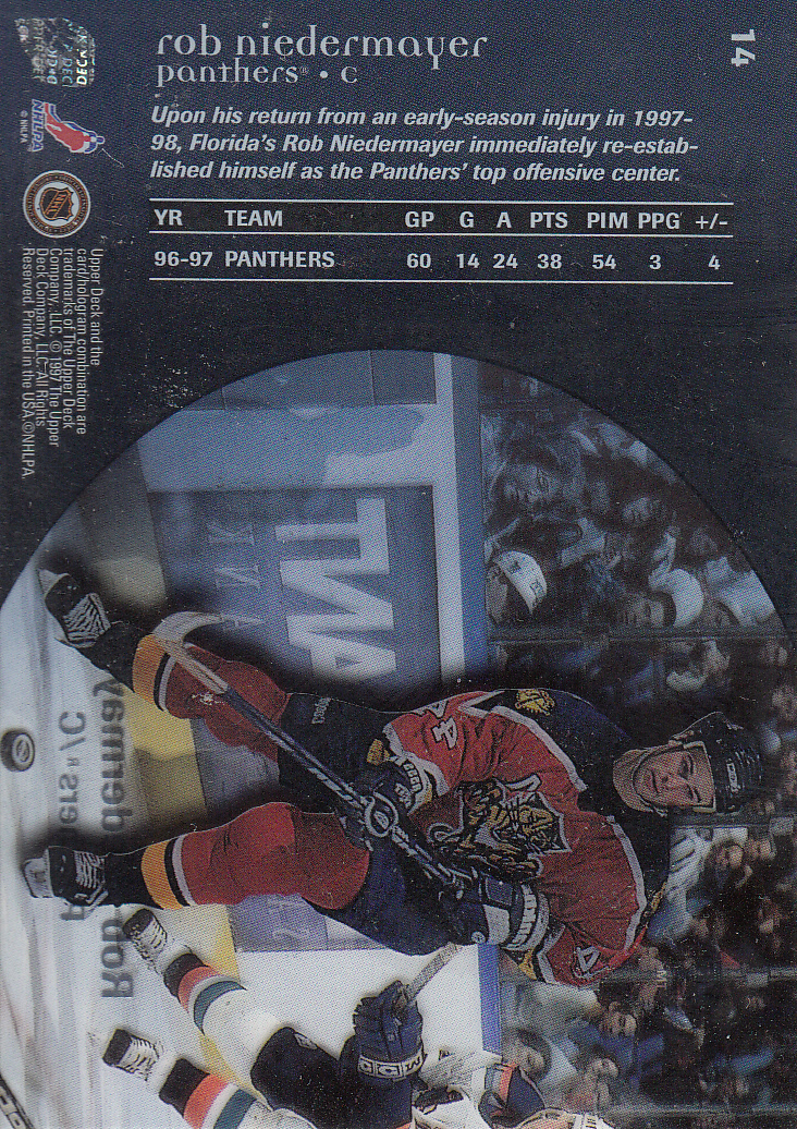 1997-98 Upper Deck Ice #14 Rob Niedermayer back image