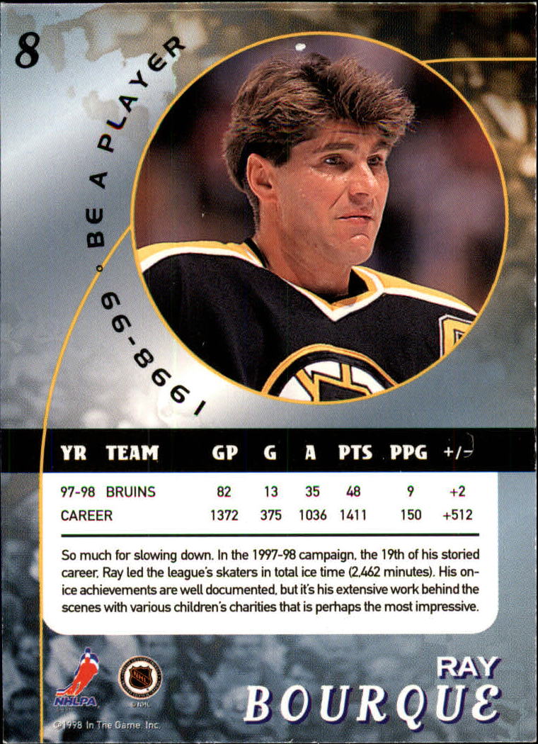 1998-99 Be A Player #8 Ray Bourque back image