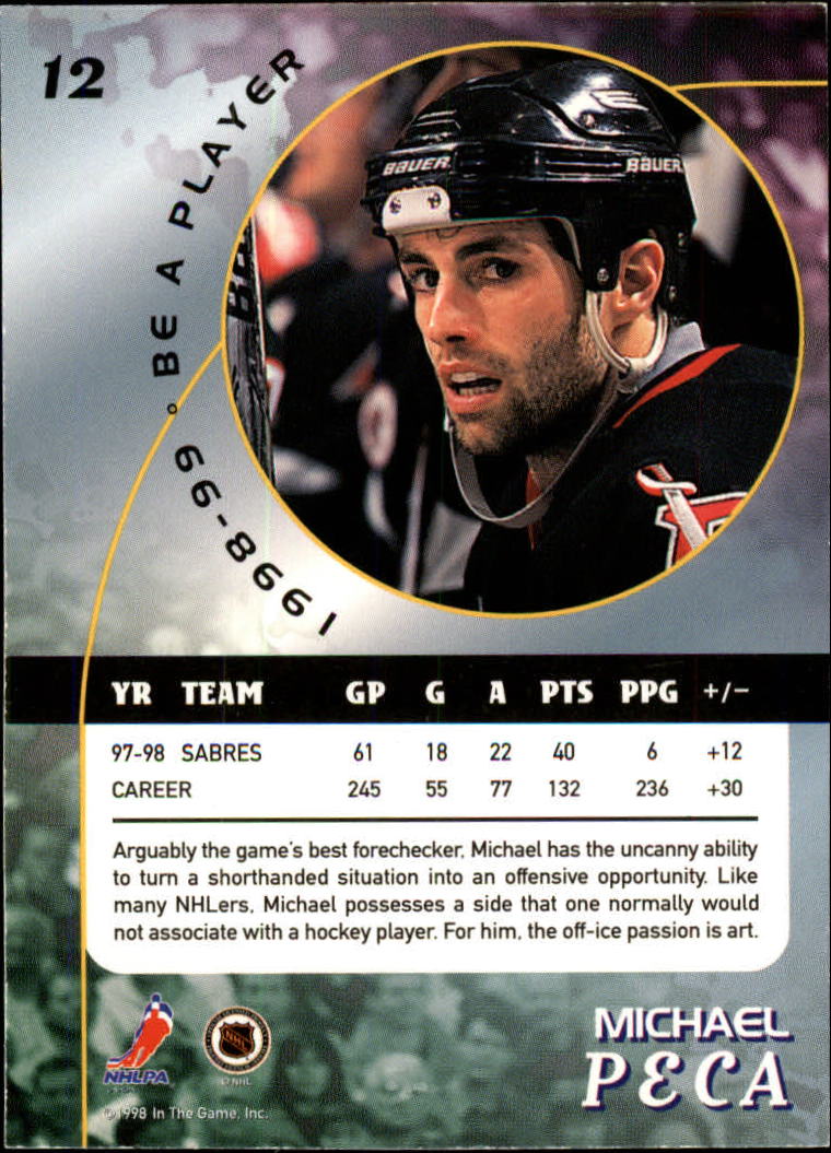 1998-99 Be A Player #12 Michael Peca back image