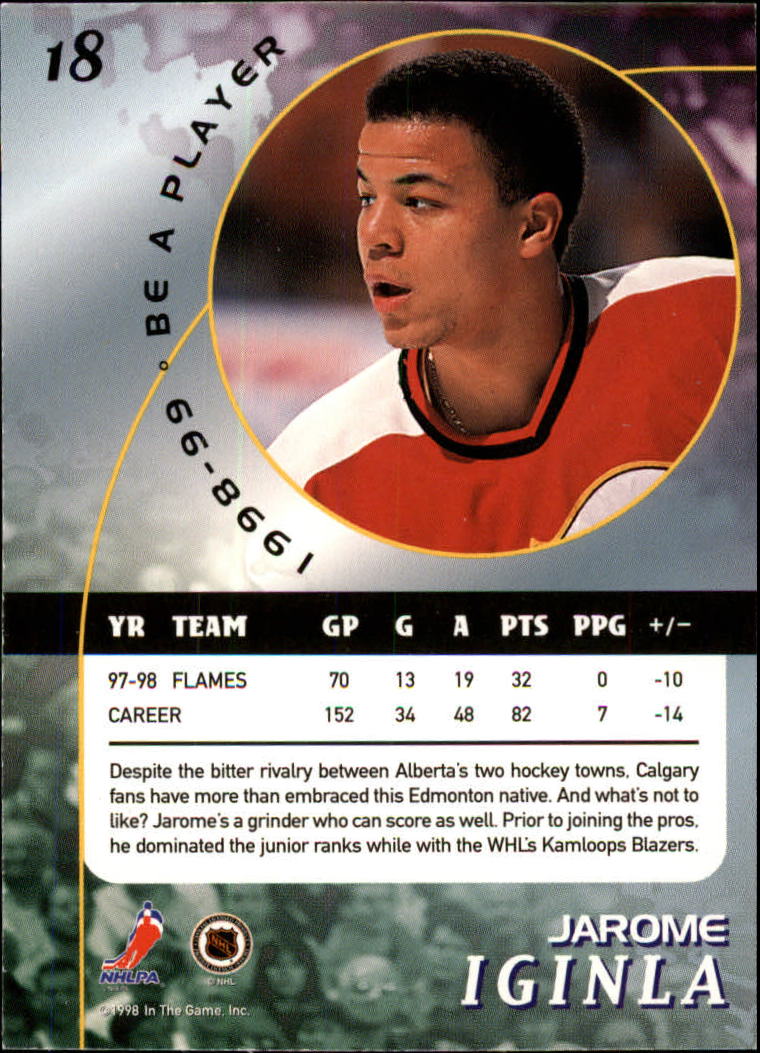 1998-99 Be A Player #18 Jarome Iginla back image