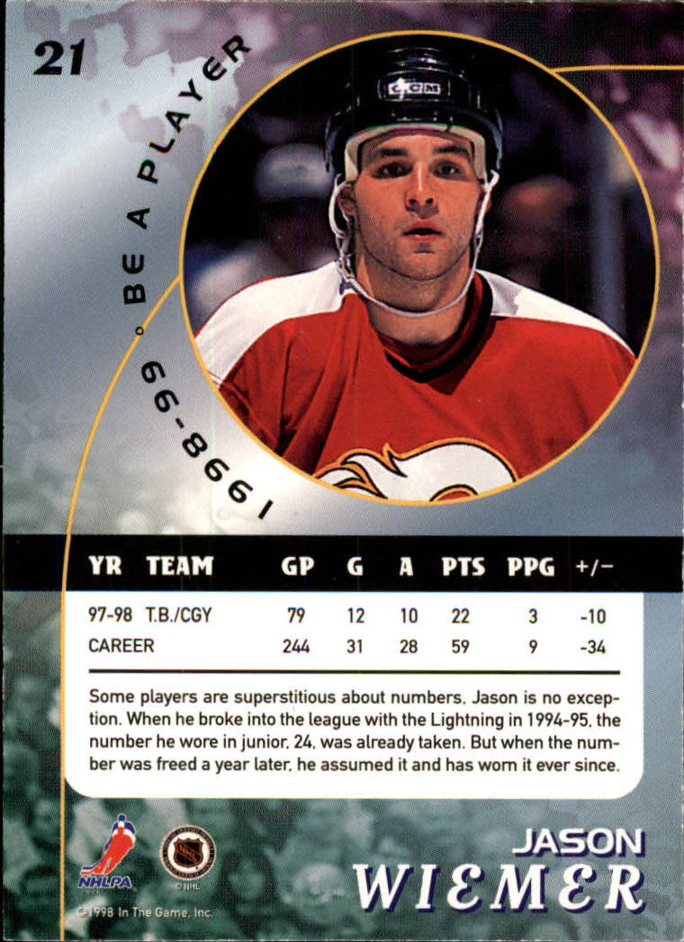 1998-99 Be A Player #21 Jason Wiemer back image