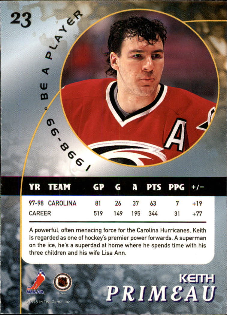 1998-99 Be A Player #23 Keith Primeau back image