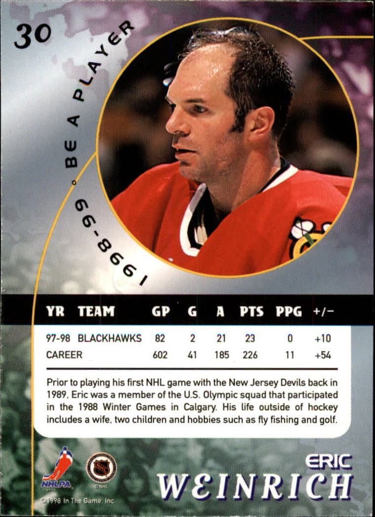 1998-99 Be A Player #30 Eric Weinrich back image