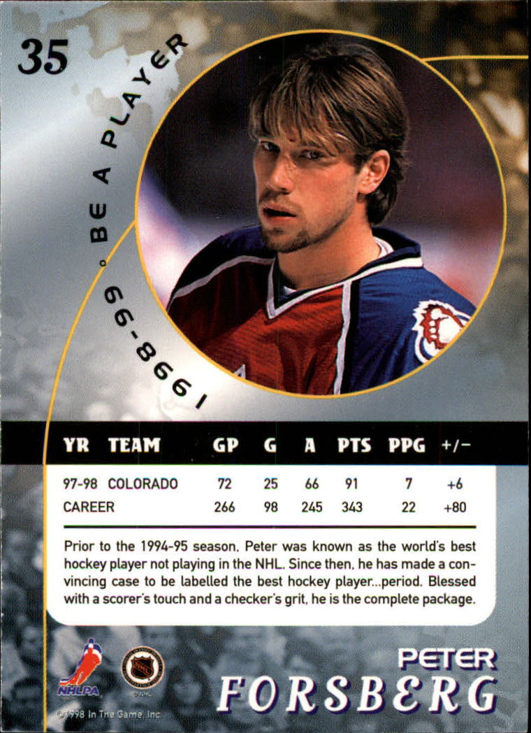1998-99 Be A Player #35 Peter Forsberg back image