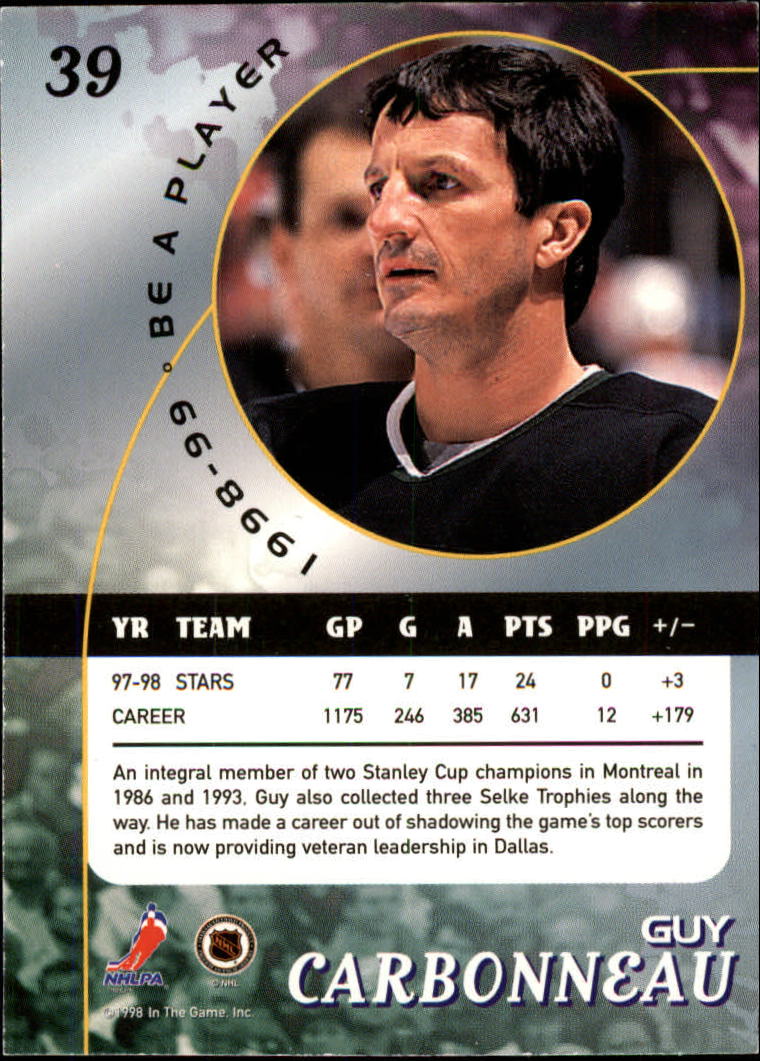 1998-99 Be A Player #39 Guy Carbonneau back image