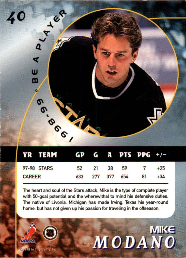 1998-99 Be A Player #40 Mike Modano back image