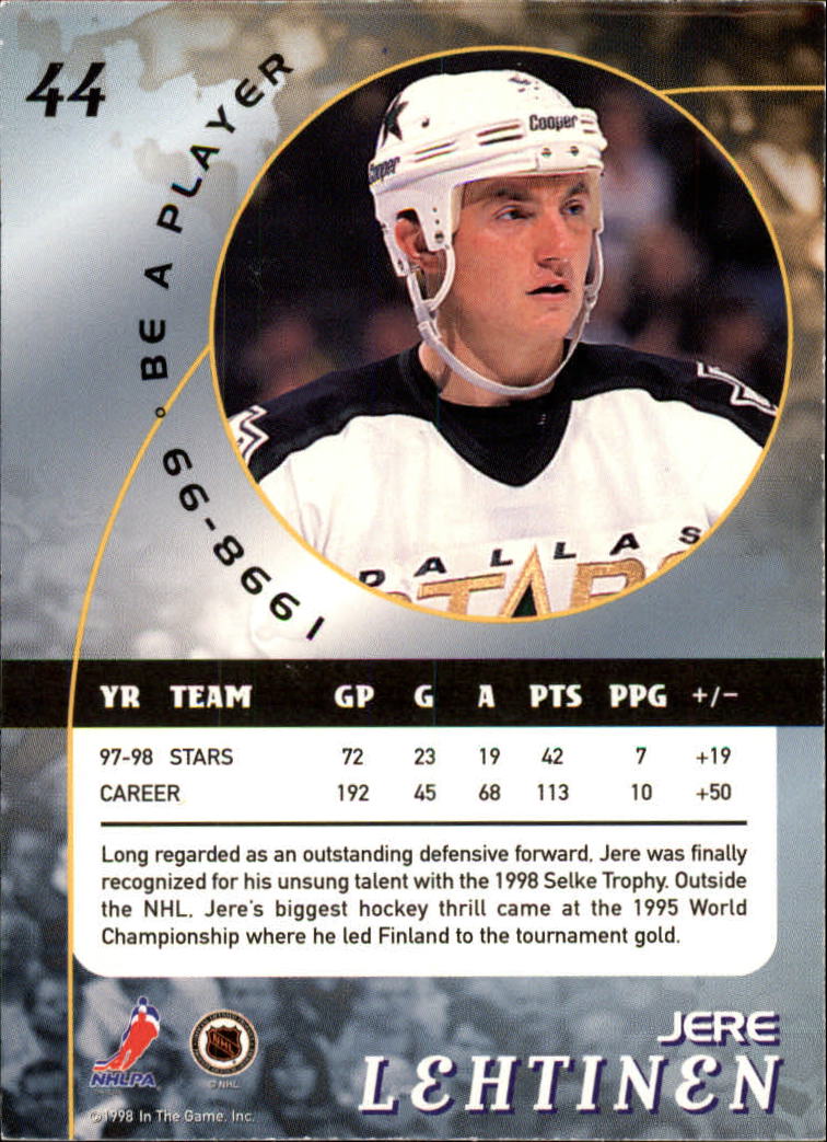 1998-99 Be A Player #44 Jere Lehtinen back image