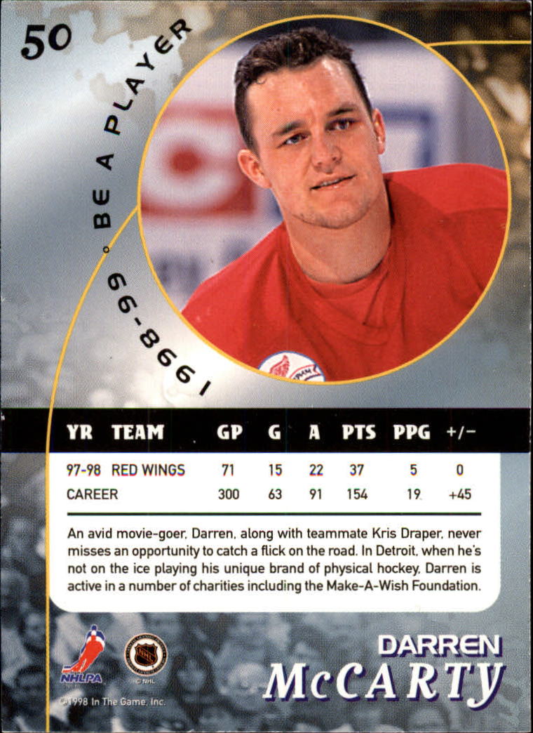 1998-99 Be A Player #50 Darren McCarty back image