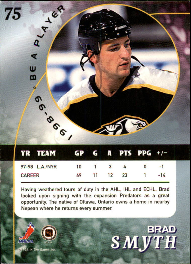 1998-99 Be A Player #75 Brad Smyth back image
