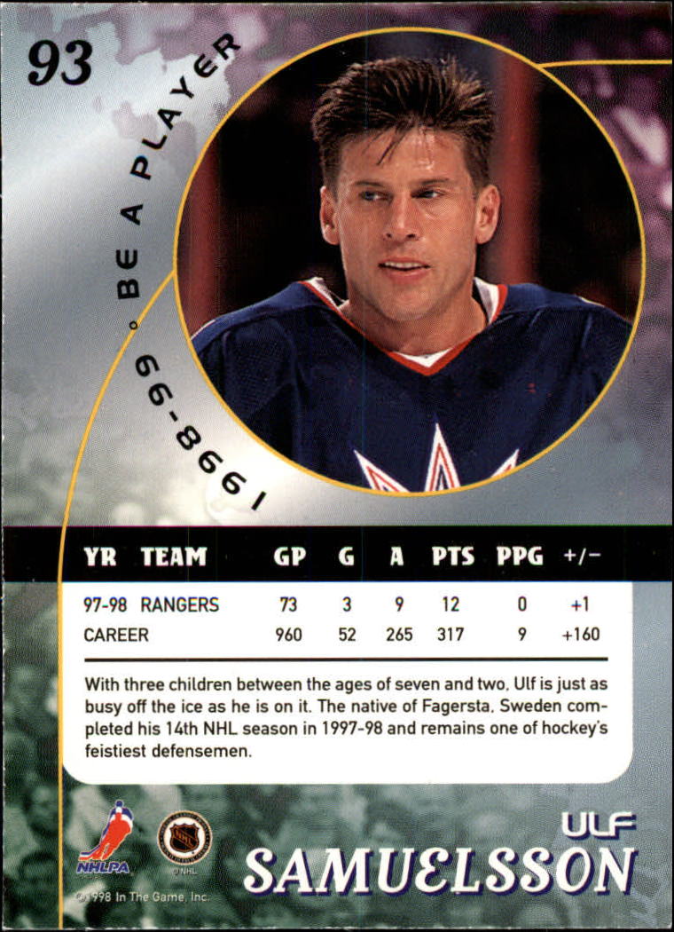 1998-99 Be A Player #93 Ulf Samuelsson back image