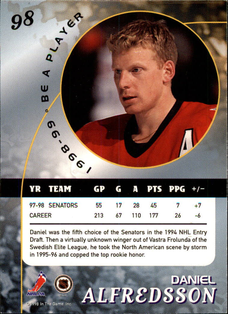 1998-99 Be A Player #98 Daniel Alfredsson back image