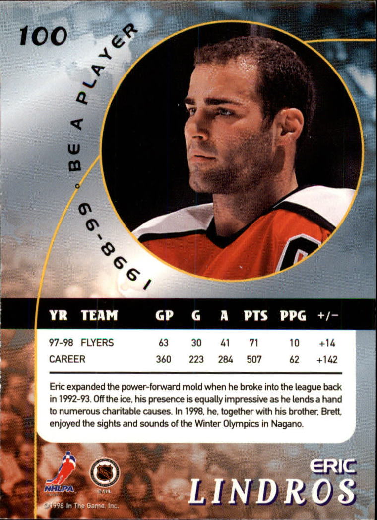 1998-99 Be A Player #100 Eric Lindros back image