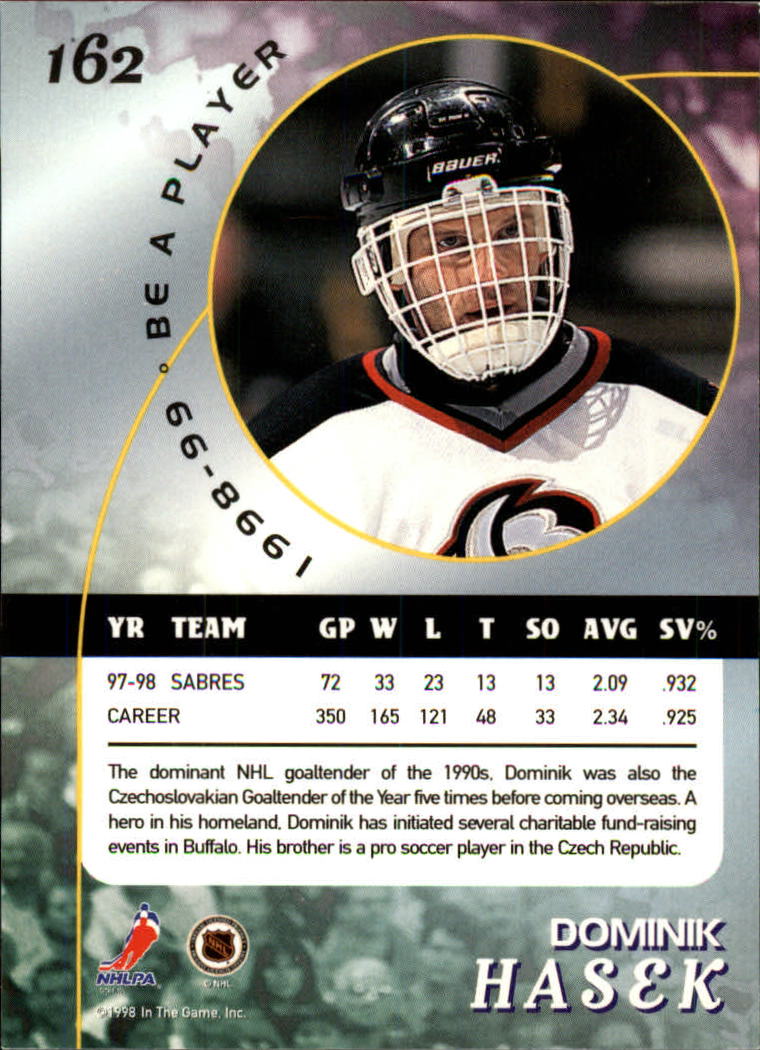 1998-99 Be A Player #162 Dominik Hasek back image