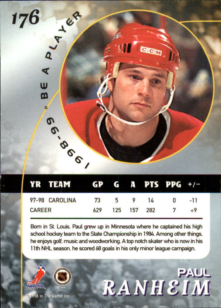 1998-99 Be A Player #176 Paul Ranheim back image