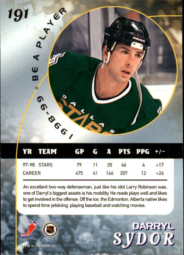 1998-99 Be A Player #191 Darryl Sydor back image