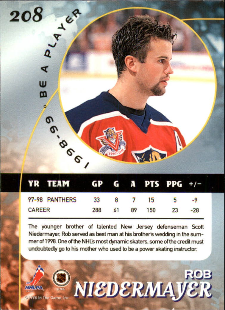 1998-99 Be A Player #208 Rob Niedermayer back image