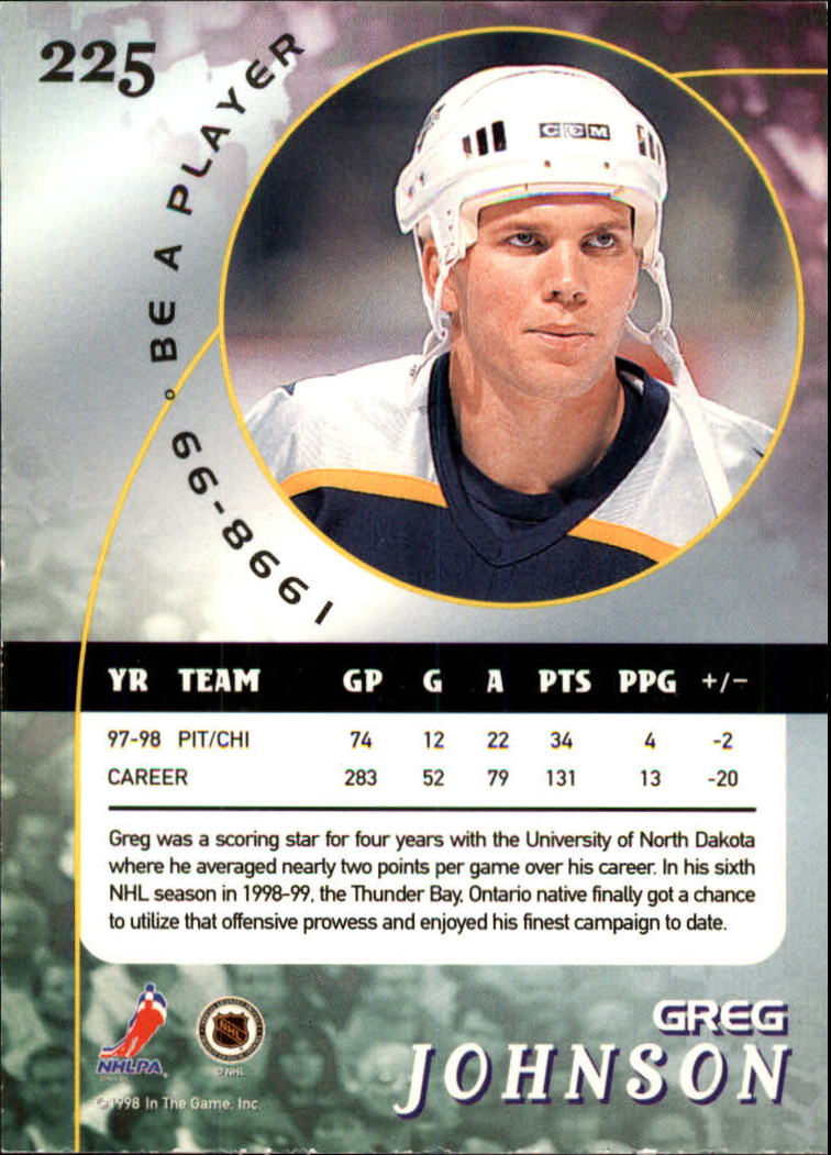 1998-99 Be A Player #225 Greg Johnson back image