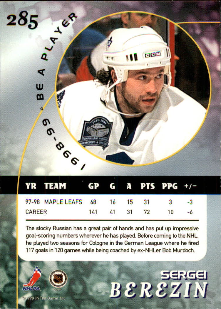 1998-99 Be A Player #285 Sergei Berezin back image