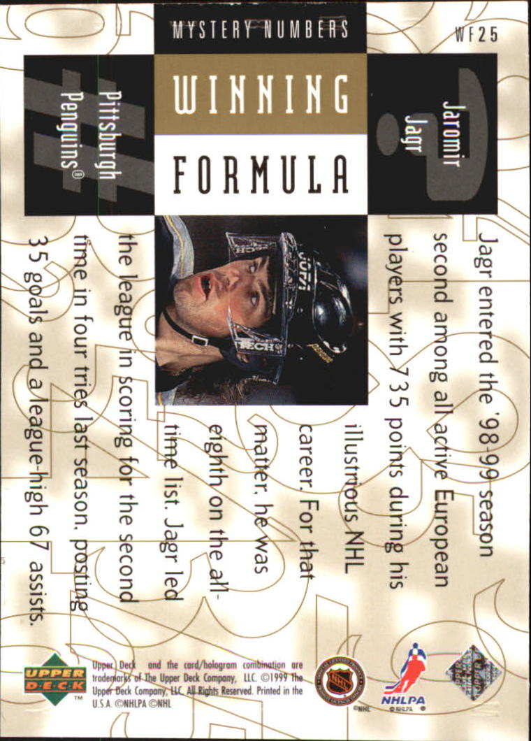1998-99 Black Diamond Winning Formula Gold #WF25 Jaromir Jagr/1750 back image