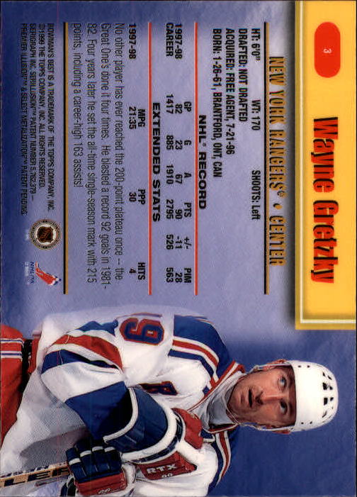 1998-99 Bowman's Best #3 Wayne Gretzky back image