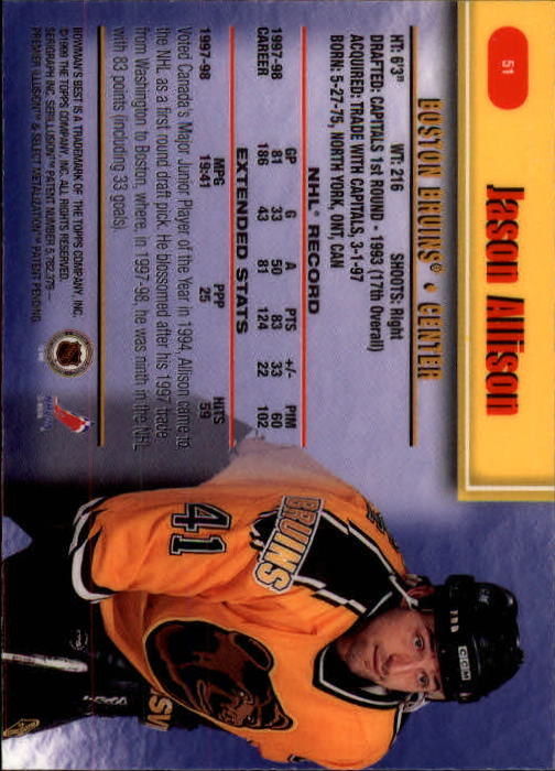 1998-99 Bowman's Best #51 Jason Allison back image