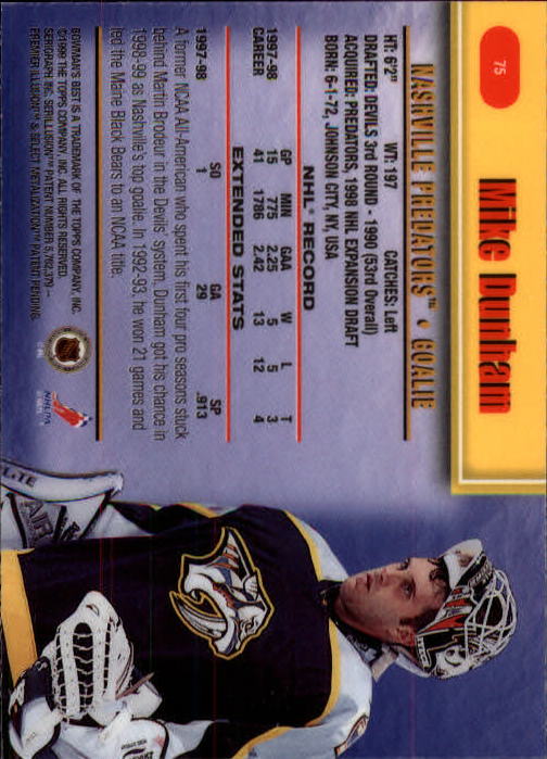 1998-99 Bowman's Best #75 Mike Dunham back image