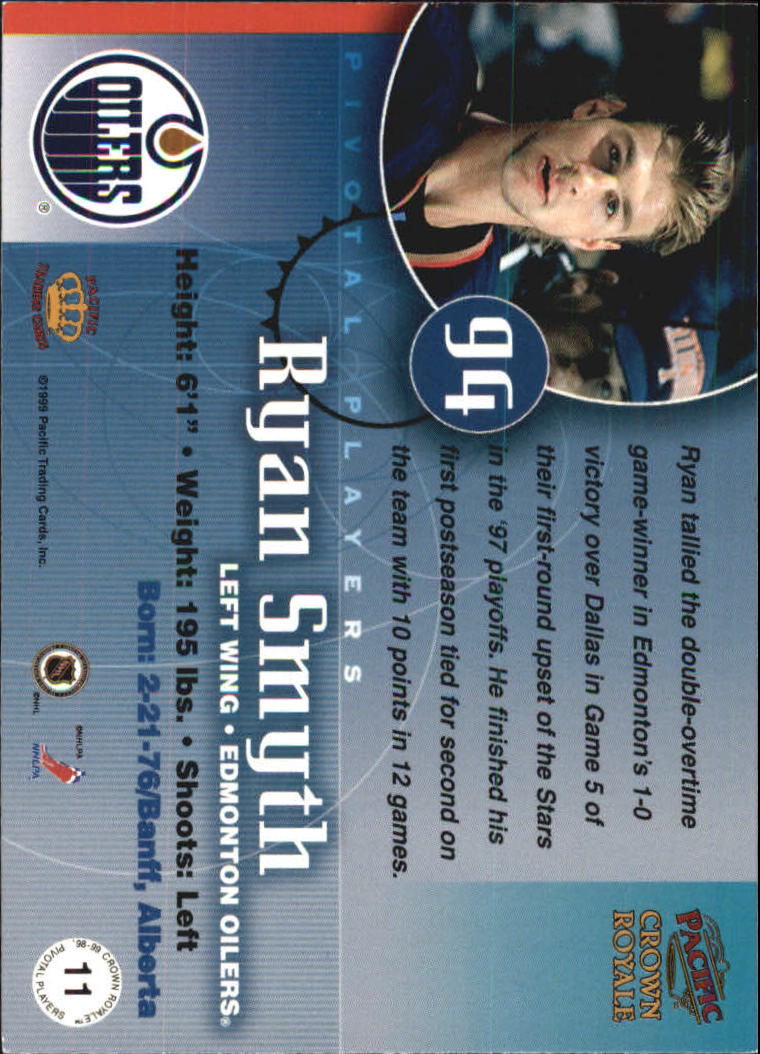 1998-99 Crown Royale Pivotal Players #11 Ryan Smyth back image