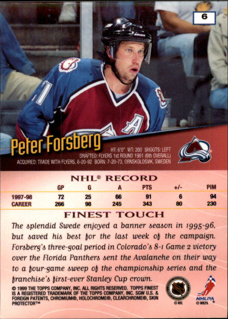 Peter Forsberg Cards (1995-2017) Avalanche Flyers Predators - You Choose