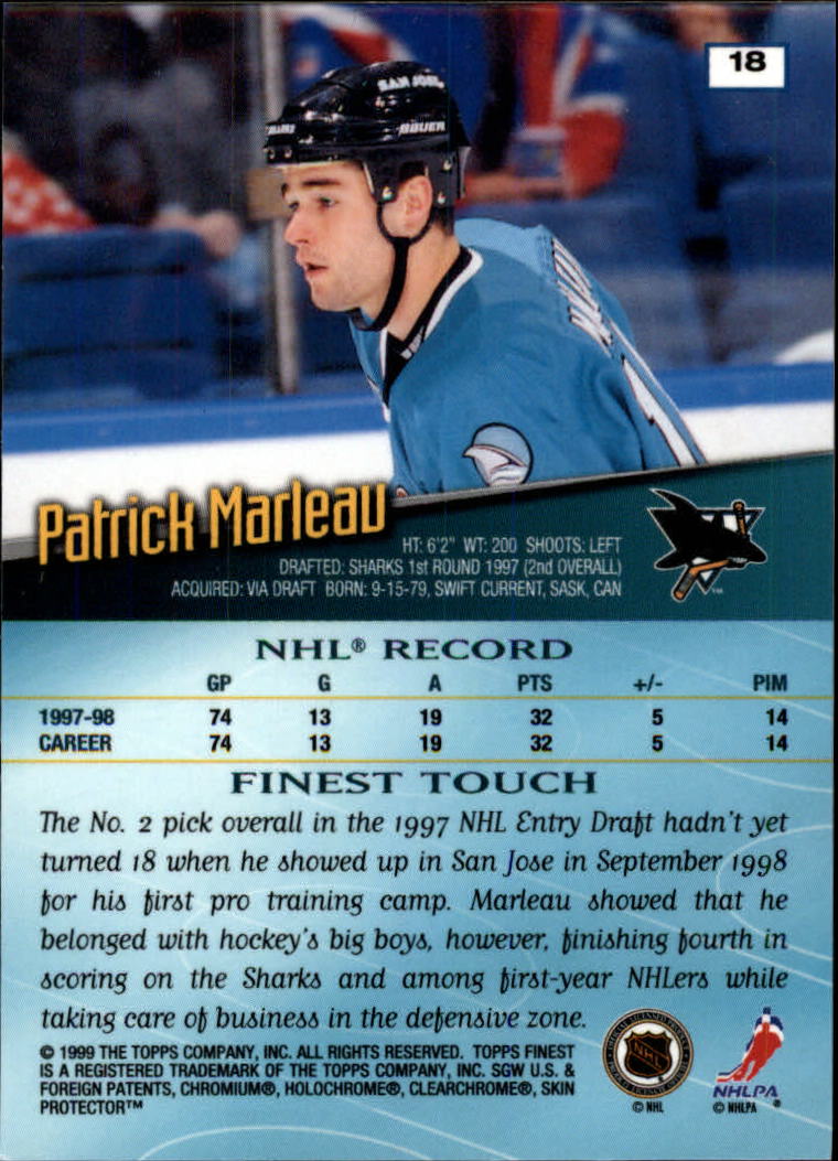 1998-99 Finest #18 Patrick Marleau back image