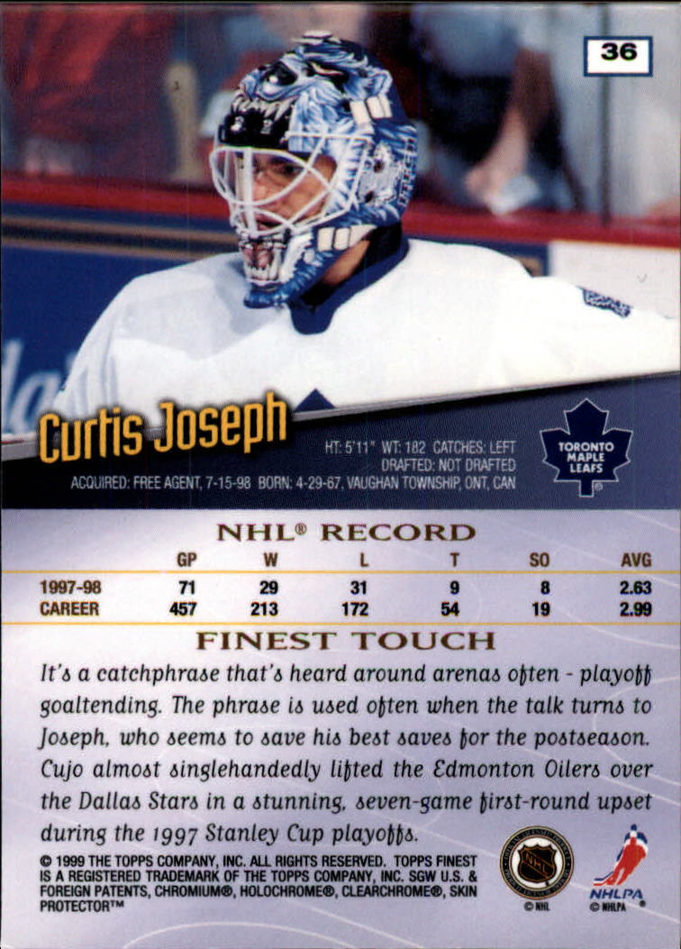 1998-99 Finest #36 Curtis Joseph back image