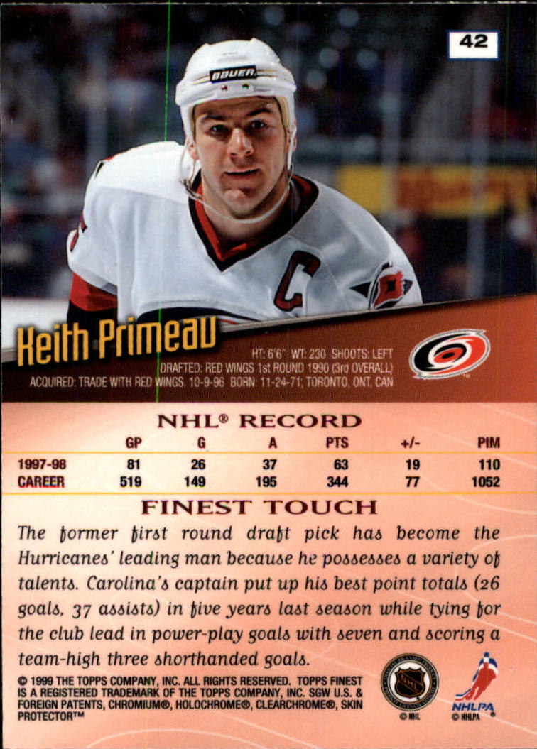 1998-99 Finest #42 Keith Primeau back image