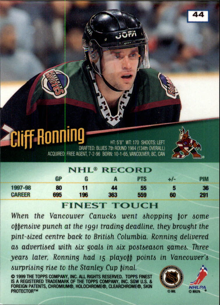1998-99 Finest #44 Cliff Ronning back image