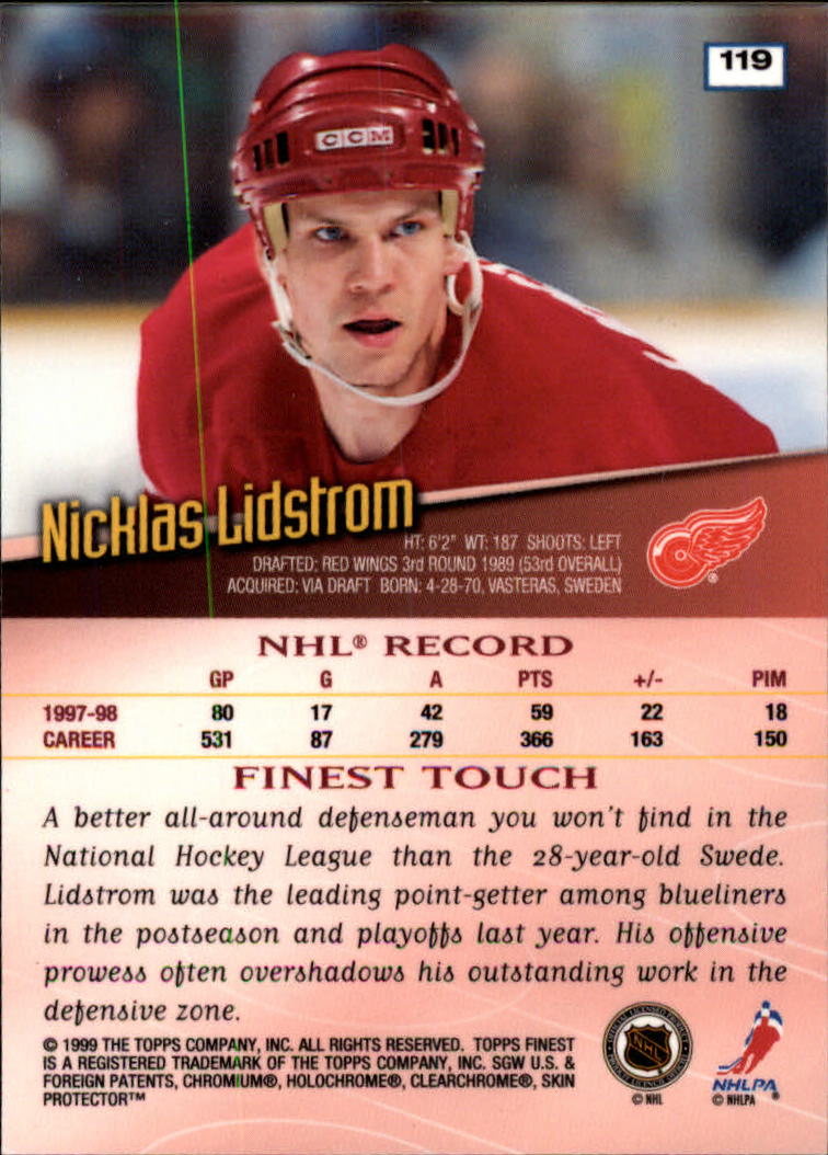 1998-99 Finest #119 Nicklas Lidstrom back image