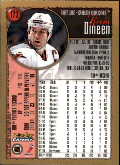 1998-99 O-Pee-Chee Chrome #173 Kevin Dineen back image