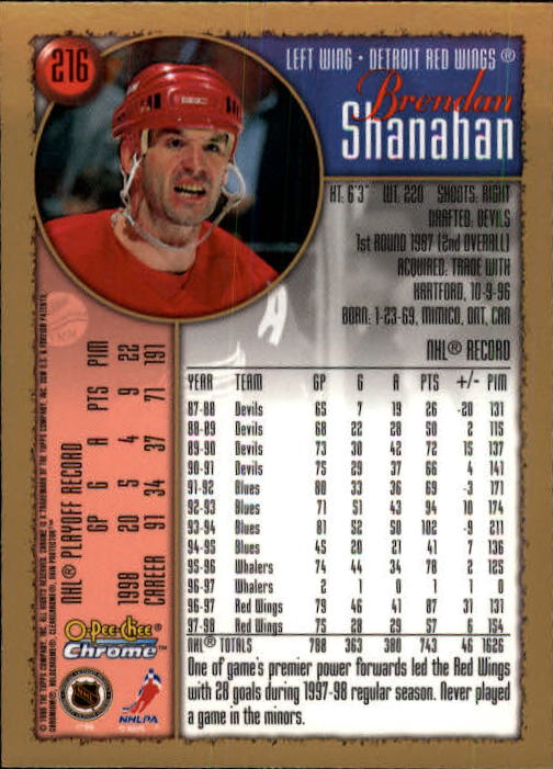 1998-99 O-Pee-Chee Chrome #216 Brendan Shanahan back image
